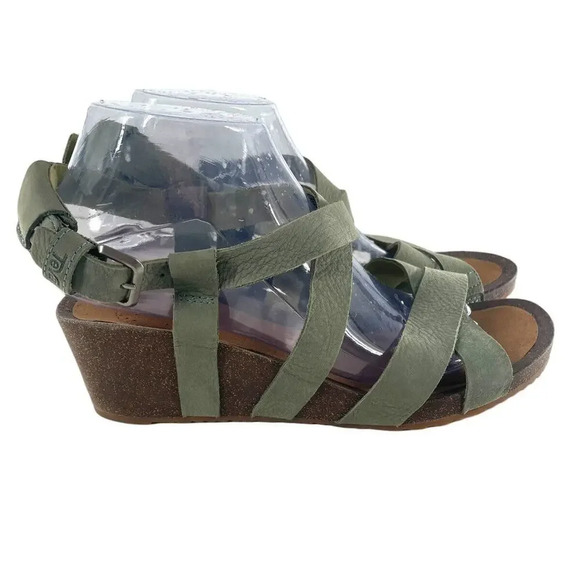 Teva Mahonia Cross Strap Comfortable Leather Wedge Sandals Green size US 9 EU 40 - Picture 4 of 16